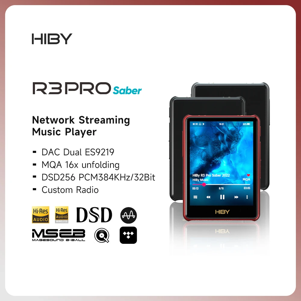 

HiBy R3Pro Saber 2022 Network Streaming Music Player USB DAC HiFi Audio Bluetooth WiFi DSD MQA LDAC Web Radio TIDAL AirPlay DLNA
