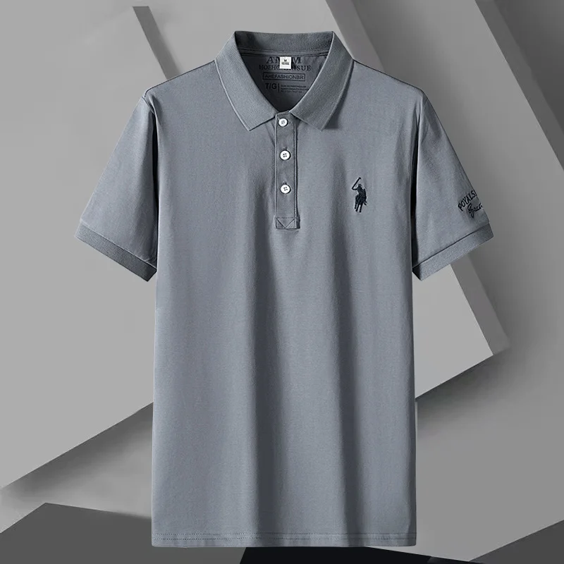 

Summer Luxury Business Polo Shirts Men 2023 New Lapel Casual Fashion Short Sleeve Men Polos Brand Embroidered Baggy Men Clothing