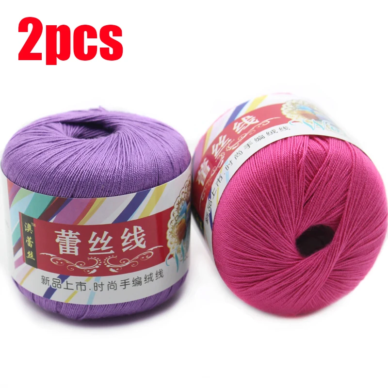 

2 шт., 100% хлопок, чесаная пряжа для ручного вязания, тонкая мягкая Органическая пряжа, цветная пряжа для вязания крючком