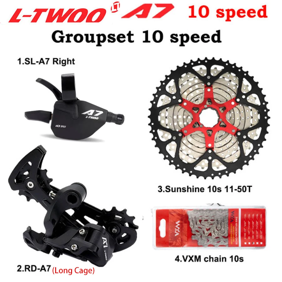 

LTWOO A7 1X10S Groupset 10 Speed Shift lever Derailleur SUNSHINE Cassette 42T 46T 50T VXM Chains