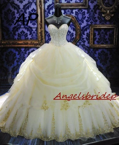 

ANGELSBRIDEP Luxury Ball Gown Wedding Dresses Sweetheart Tiered Pleat Organza Full-Length Vestido De Noiva Plus Size Corset