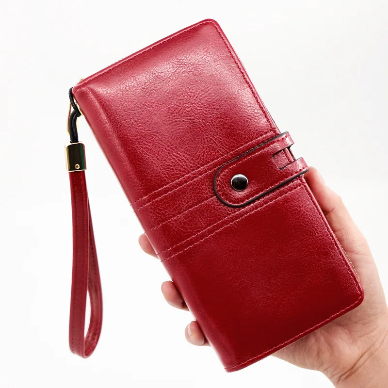 

Women Wallet Black/green/brown/red PU Leather Long Purse Unisex Hasp/zipper Credit Card Holder Wallet Case Female Money Bag