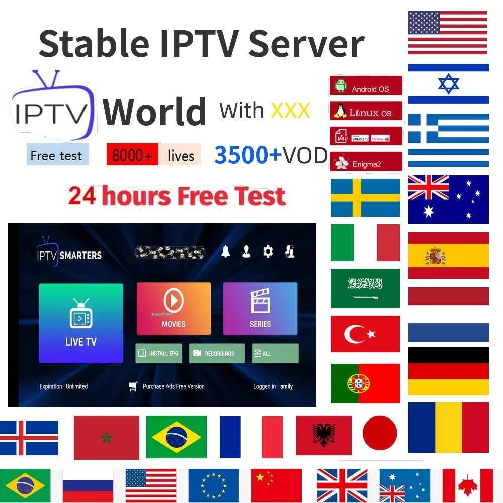 

12 Months Abonnement IPTV Spain Europe France Germany With 4K HEVC VOD Movies For Xtream Code m3u Smart IPTV stream Pro Ios PC