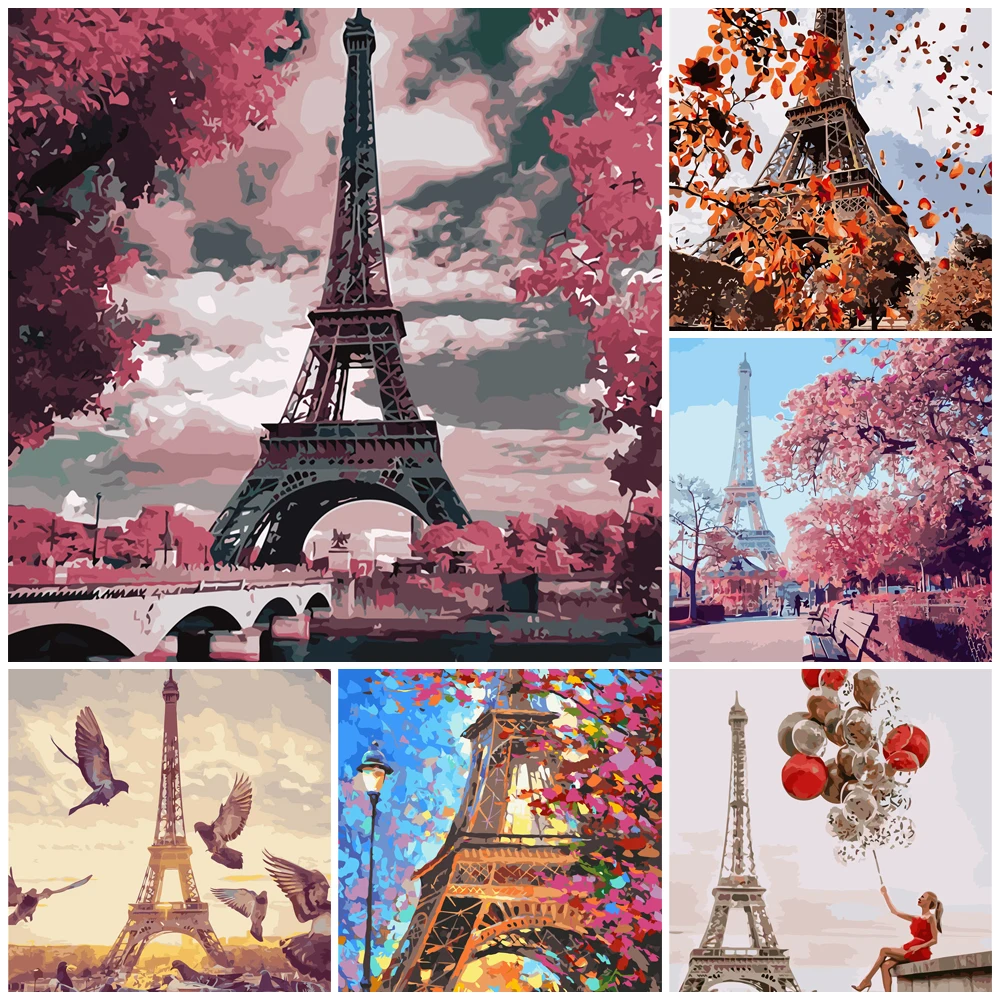 

Kpymo DIY Painting By Numbers landscape building tower 30x30 VA-0009 coloring by numbers adults 2022