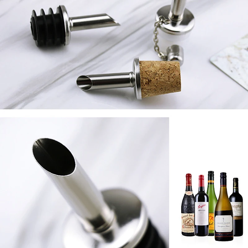 

1pc Bottle Stopper Red Wine Pourer with Cap Oil Champagne Bottle Wood Plug Keep Wine Freash Black Lid Pourers Bar Party Supplies
