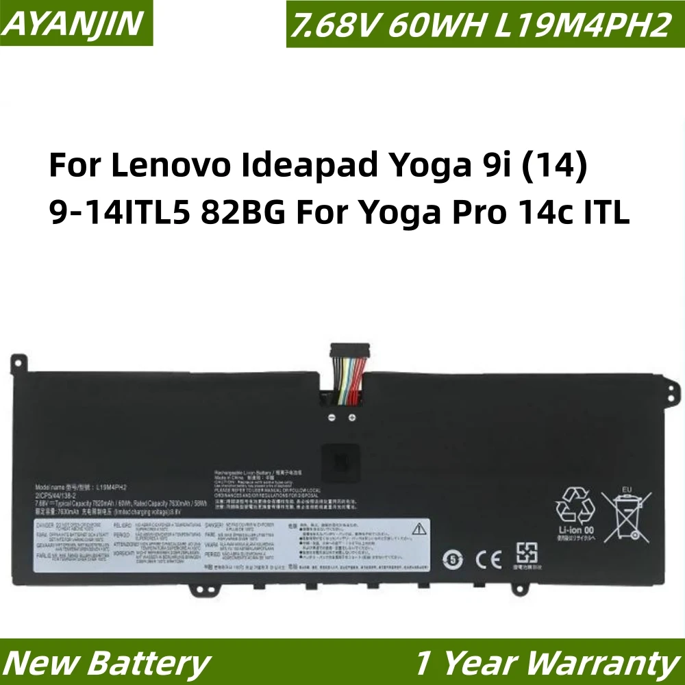 L19M4PH2 L19C4PH2 Аккумулятор для Lenovo Ideapad Yoga 9i (14) 9-14ITL5 82BG Pro 14c ITL 5B10Z33895 SB10Z33898