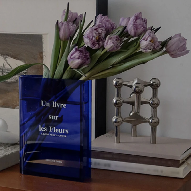 

Акриловая ваза, голубая книжка, прозрачная Современная декорация, домашний стол, ваза для цветов, свадебная гидропонная комната вазы для растений