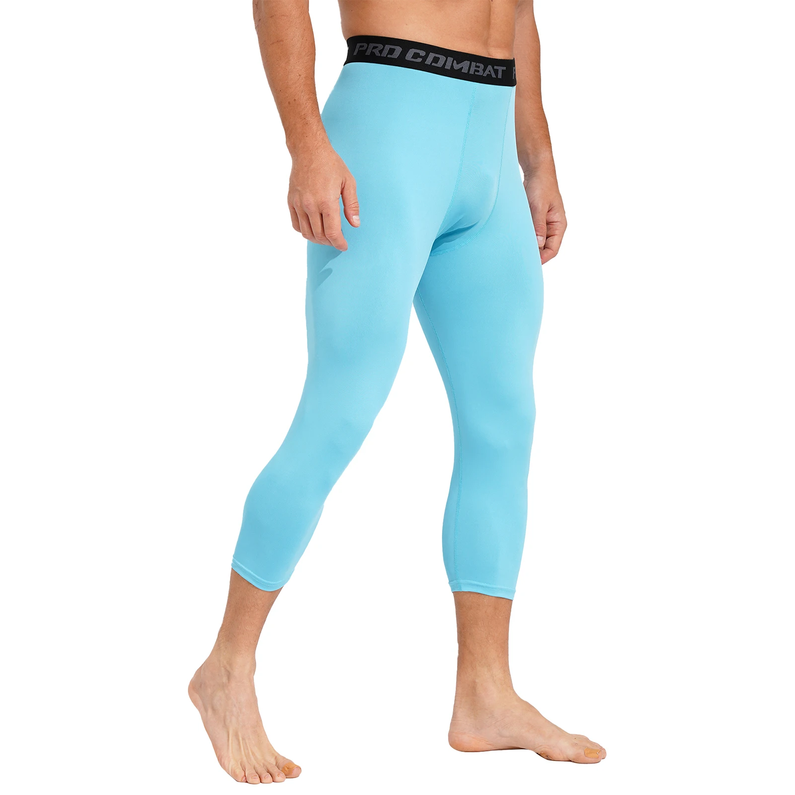 

Mens Low Waist Elastic Skinny Calf Length Legging Sport Pants Moisture-wicking Running Jogging Climbing Workout Yoga Trousers