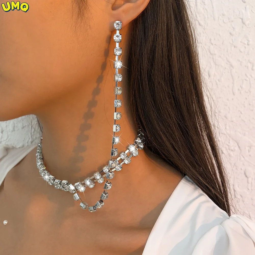 

Креативное ожерелье N9681 с полными бриллиантами, крупная цепочка с когтями, интегрированное ожерелье, серьги, светильник роскошное ожерелье,...