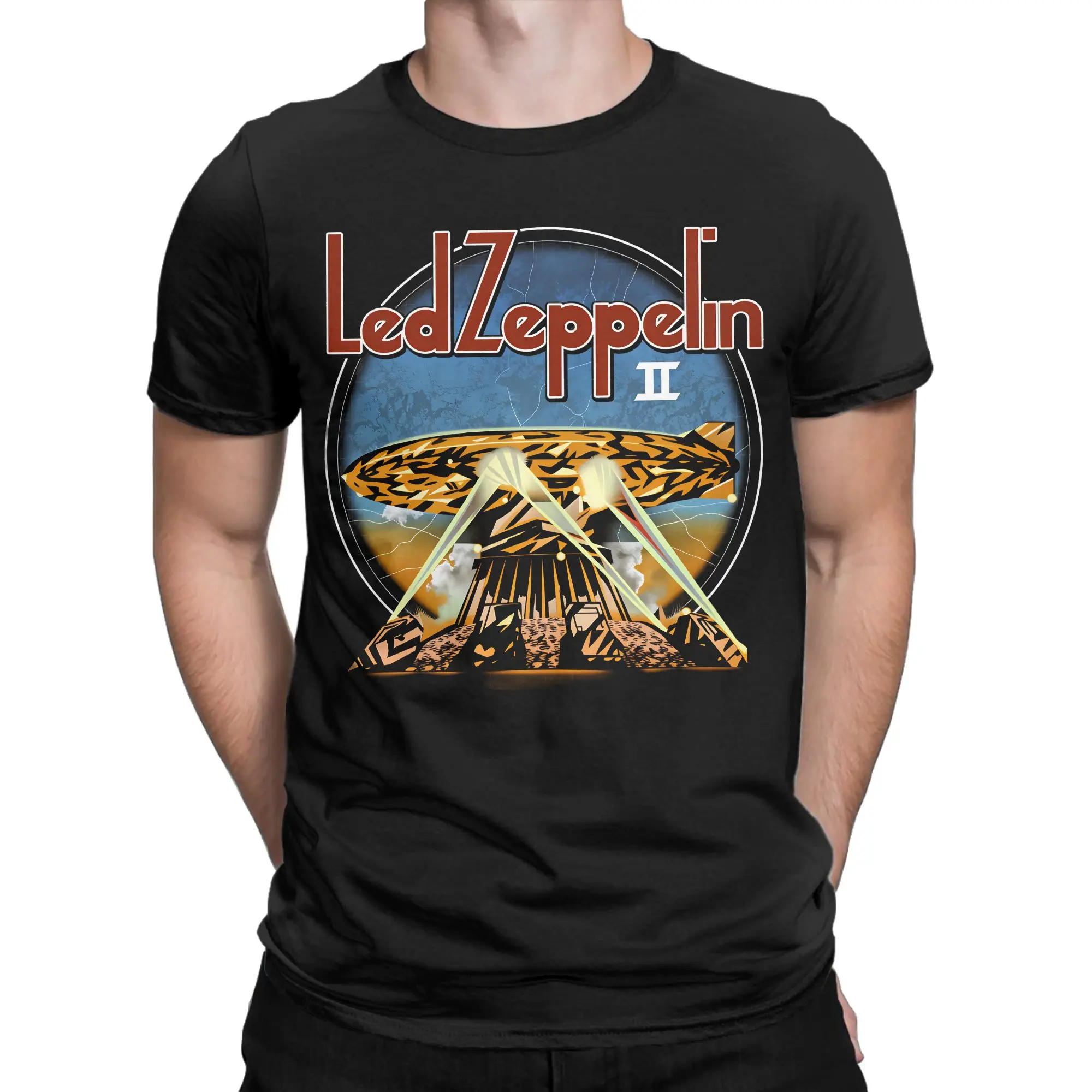 Фото Мужские футболки Led Zeppelin U.S. Tour 1975, винтажные футболки с короткими рукавами и круглым вырезом, футболки из 100% хлопка, топы больших размеров №2