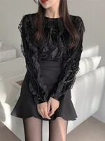 s xl new girls spring fall blouse womens shirt long sleeves tops bud silk lace embroidery skirts high waist two piece set women