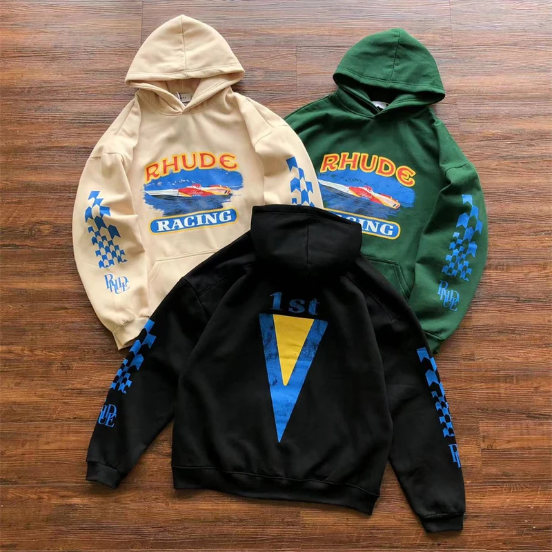 

Racing Rhude Hoodie Men Women Fleece Pullovers