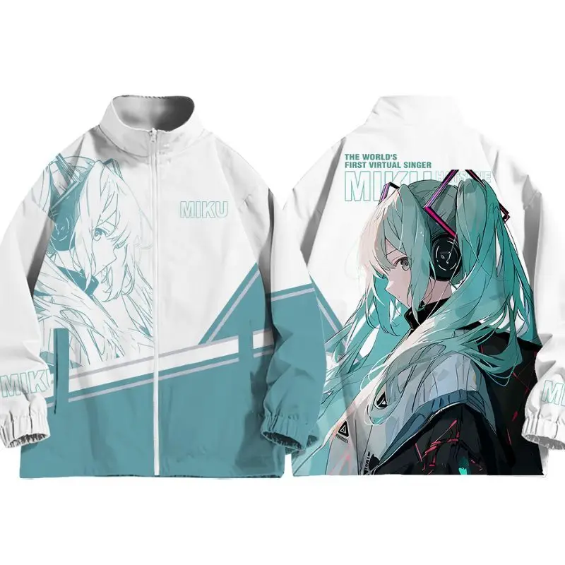 Периферийная куртка Hatsune Miku Miku с воротником-стойкой на молнии, ветрозащитная теплая толстовка, двумерная одежда в стиле аниме (art.: 3920d36dfde4a) - 3920d36dfde4a