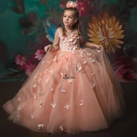 peach pastrol toddler birthday flower girl dress appliques pearls wedding party dresses fashion show first communion