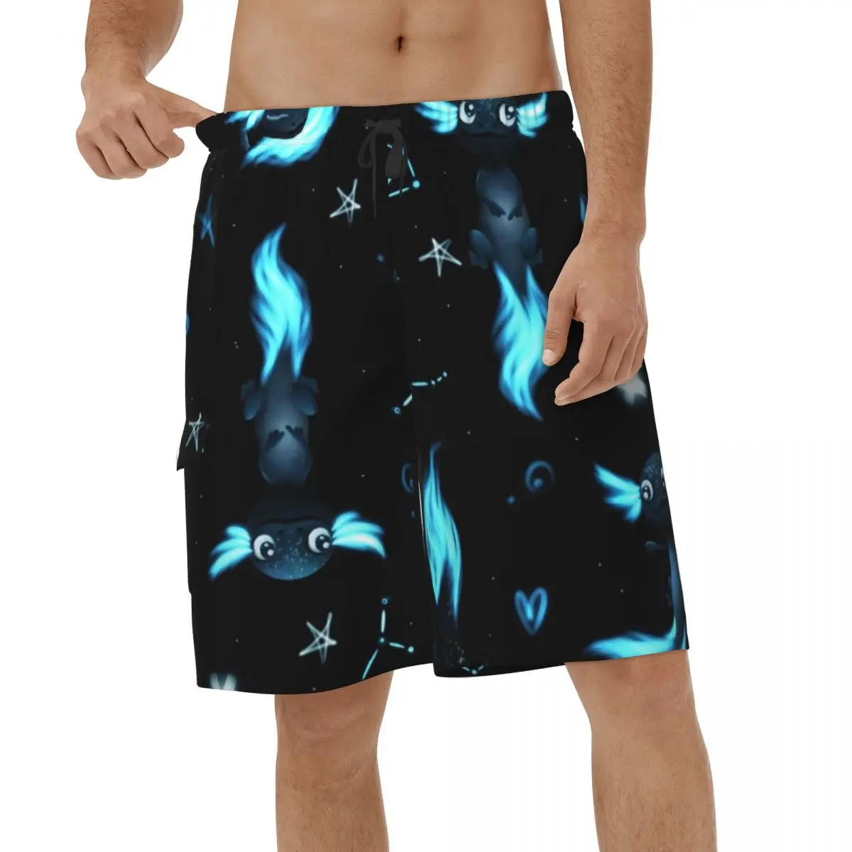 

Cute Axolotl Animal Beach Shorts Men Summer Fashion Salamander Swimwear Swimming Trunks Quick Dry Sports Surf Male Short Pants