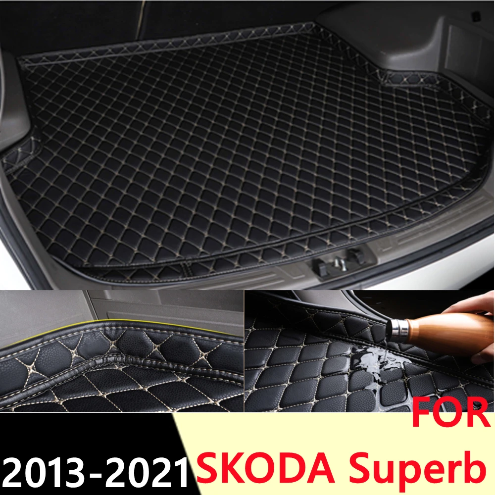 

Автомобильный коврик для багажника SKODA Superb 13-2021, для любой погоды, XPE, высокая боковая Задняя накладка для груза, коврик, подкладка, автомобил...