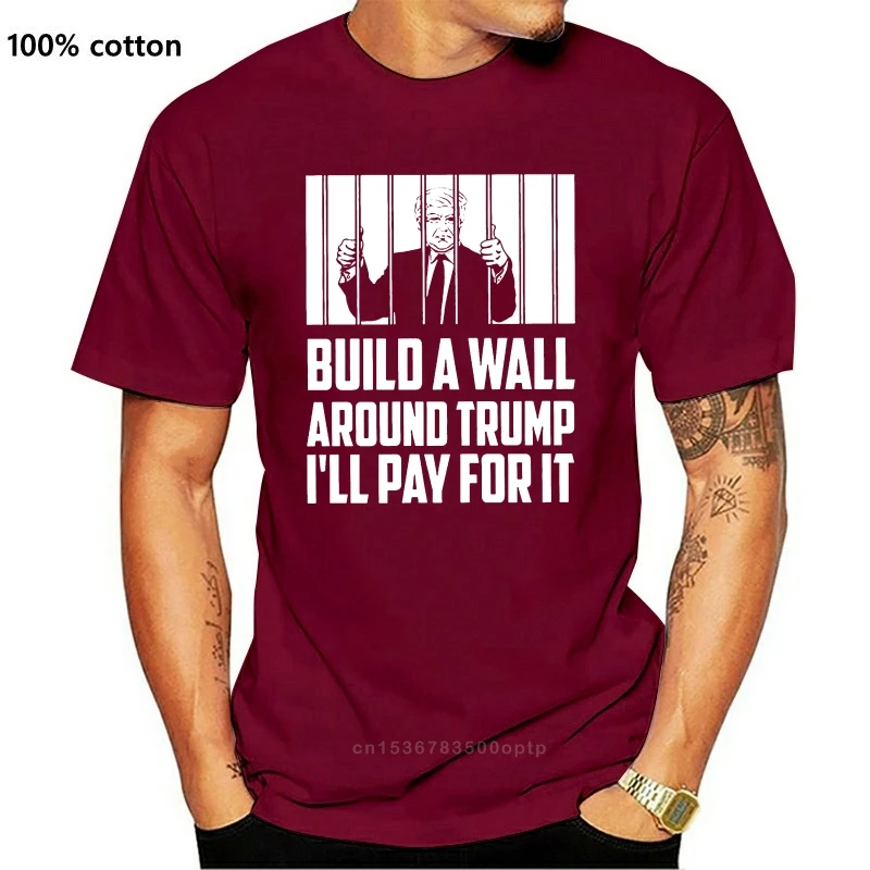 _ Рубашка с надписью построить стену вокруг Трампа я буду заплатить за это черная