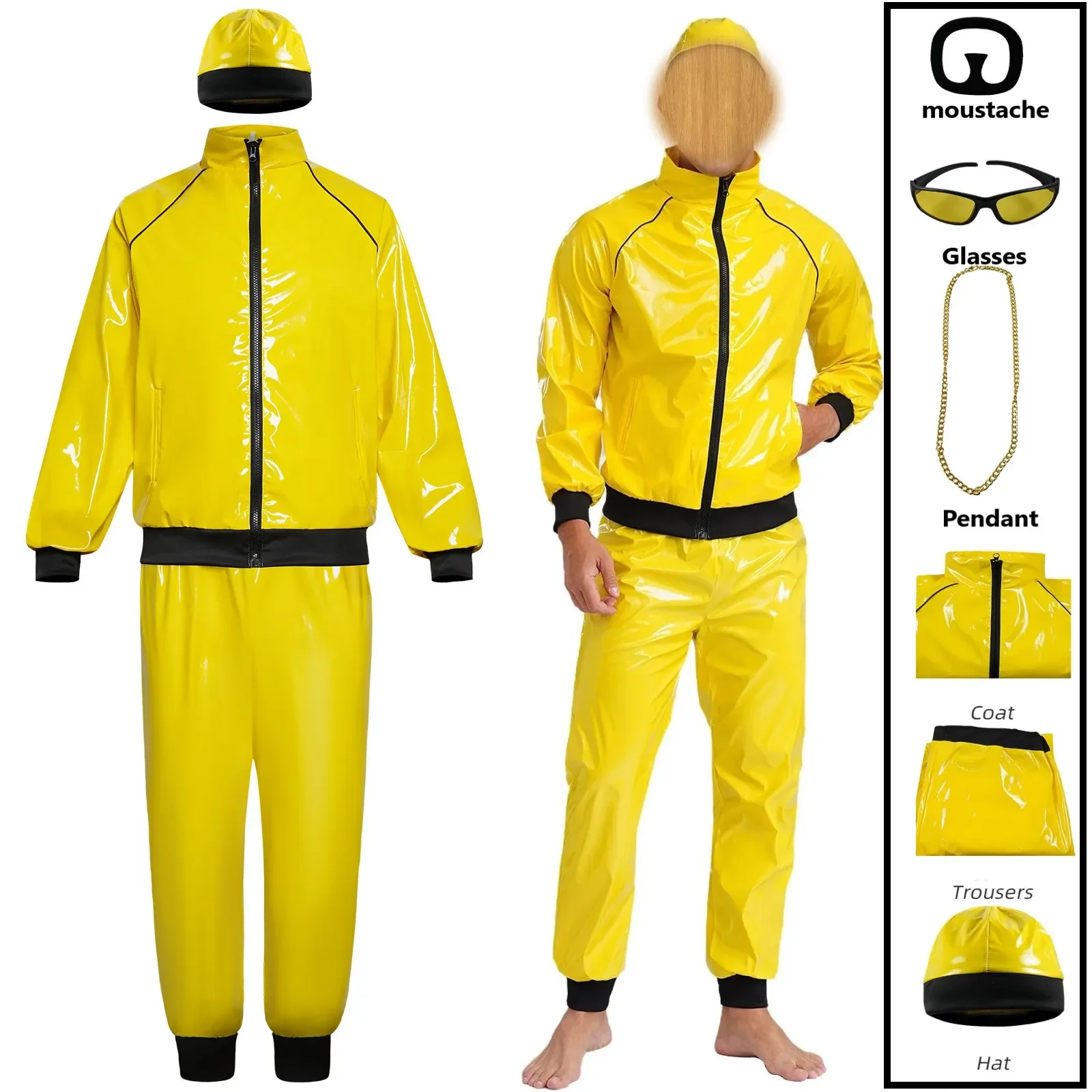 Мужской костюм рэп-певца 90-х годов желтая спортивная одежда черная банда новинка