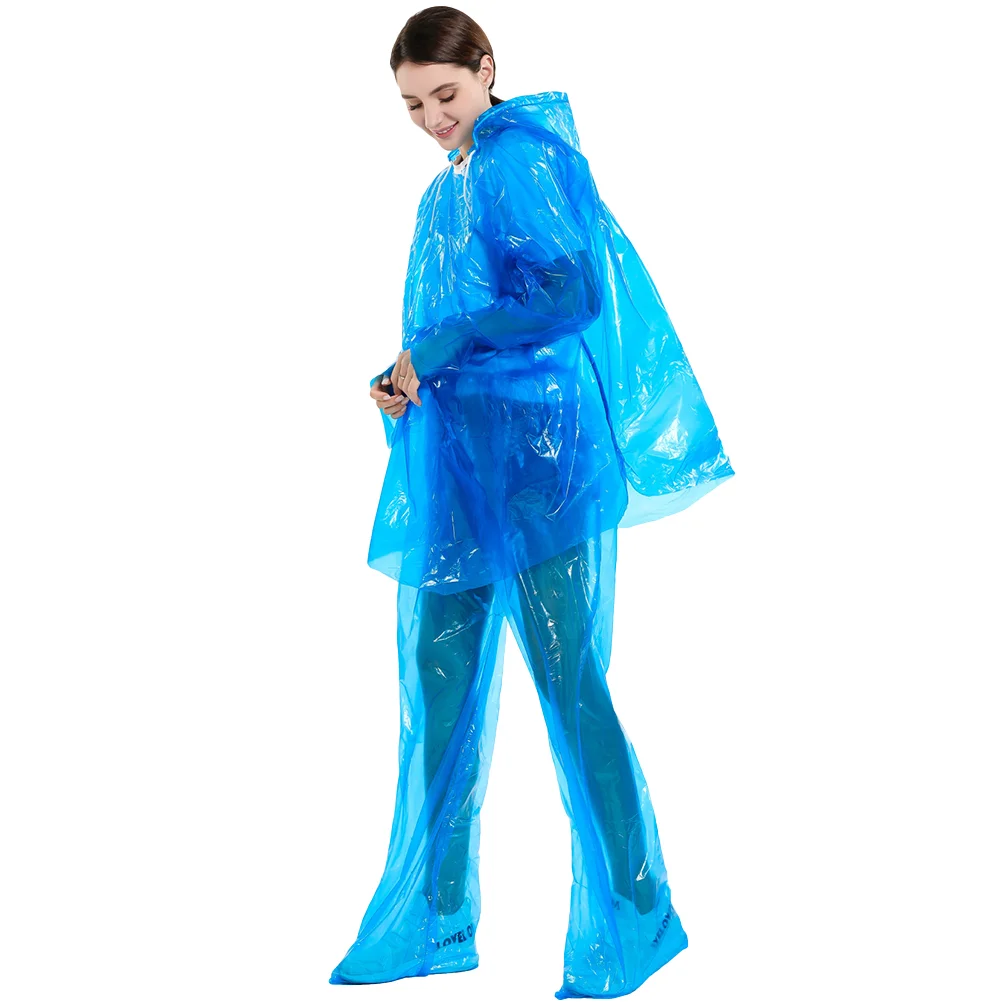 

3 Sets Waterproof Rain Jackets Waterproof Body Suit Clothing Raincoat with Hood for Outdoor Working Blue