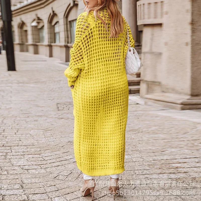 Осенний новый длинный свитер с вырезами для женщин