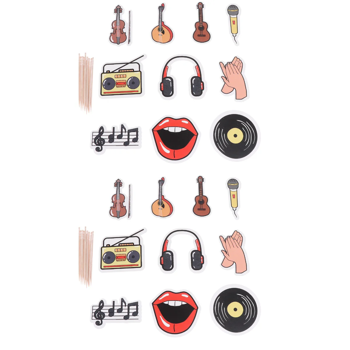 

Toppers Cupcake Party Picks Cake Decorinstrument Themed Musical Notes Musiciankids Baby Showerfruit Dessert