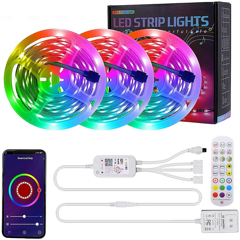 

15 м WiFi умная световая Лента 18 светодиодов RGB лампа США