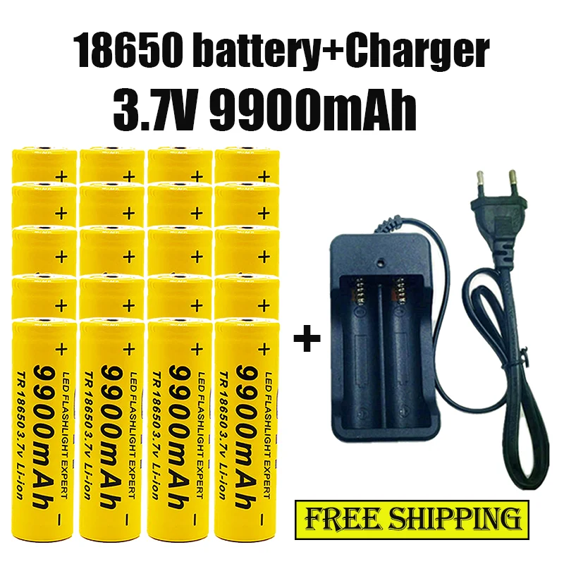 

18650Battery Rechargeable Battery 3.7V9900Mah with Charger Capacity Rechargeable Li-IonBattery For Remotecontrolcomputer Shaver