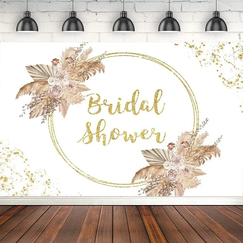 

Фон для свадебной фотосъемки с изображением коричневых цветов и Золотых Блесток в горошек для студийной фотосъемки