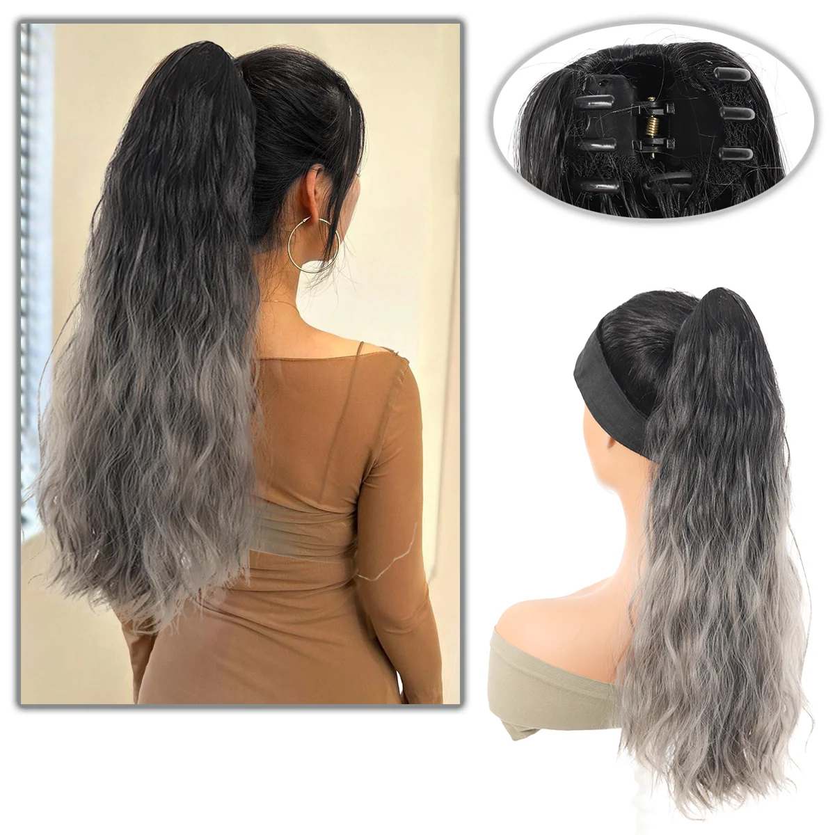 Синтетический женский градиентный цвет черный серый фиолетовый кудрявые