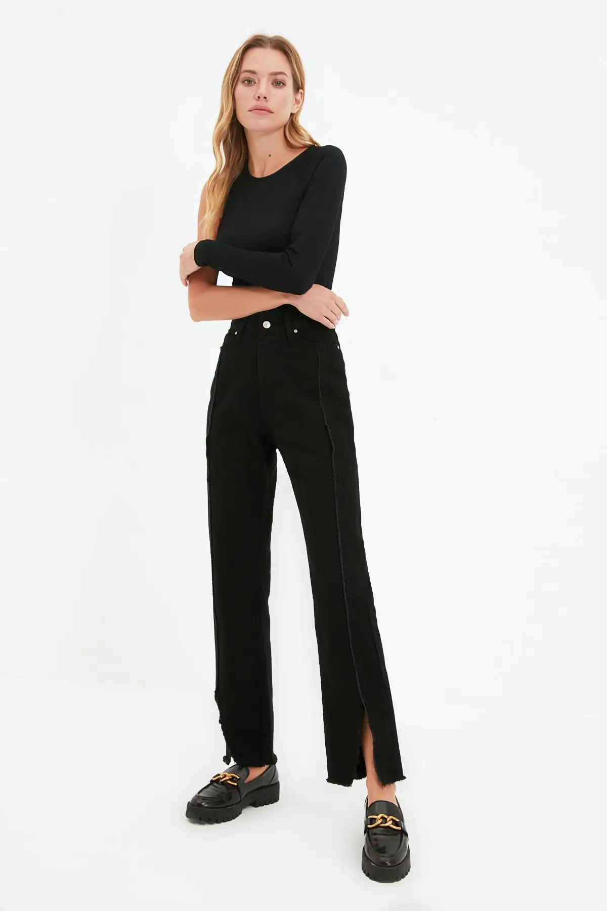 

Trendyol Slit High Waist Bootcut Jeans TWOAW22JE1199