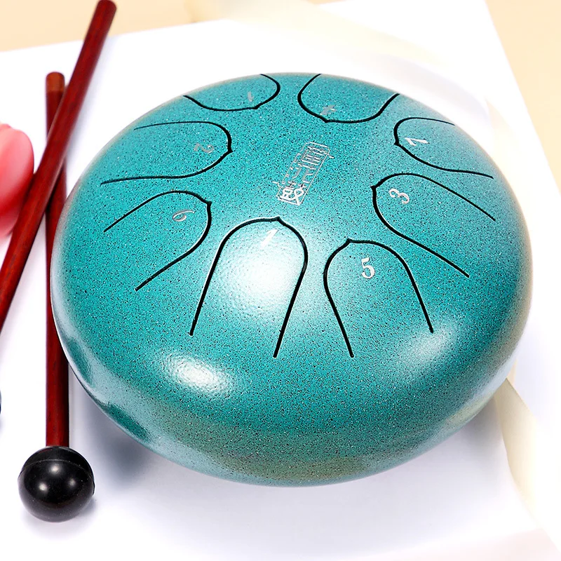 Hluru Glucophone Steel Tongue Drum 6 Inch 8 Notes Ethereal Drum Hang Drum Tone Key C Percussion Handpan Musical Instruments