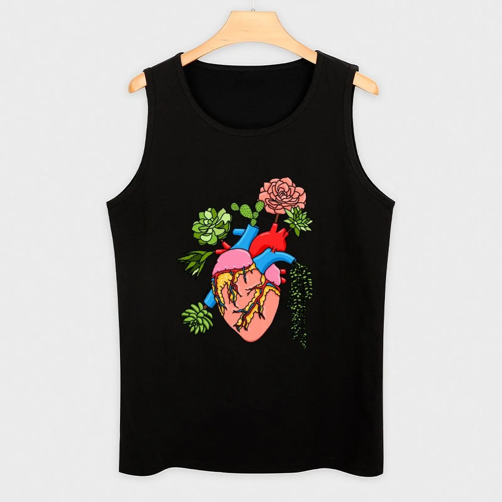 Фото Майка-топ Succulent Heart от Sasa Elebea, летняя повседневная майка без рукавов, свободного кроя. №3