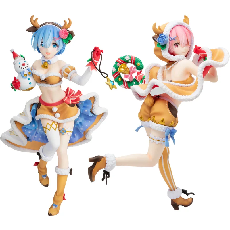 

Pre-sale Kadokawa From Zero Rem Ram Christmas Maid Figure Colletible Model Toys anime figures Rem Ram Ornaments Christmas gifts