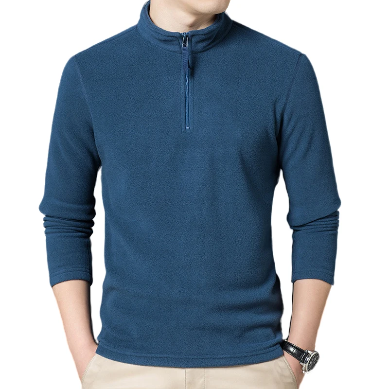 Autumn Outdoor Men's Tactical Fleece Hiking Sweaters 1/3 Zipper Stand Neck Warm Pullover Quality Male Slim Knitted Wool Sweaters