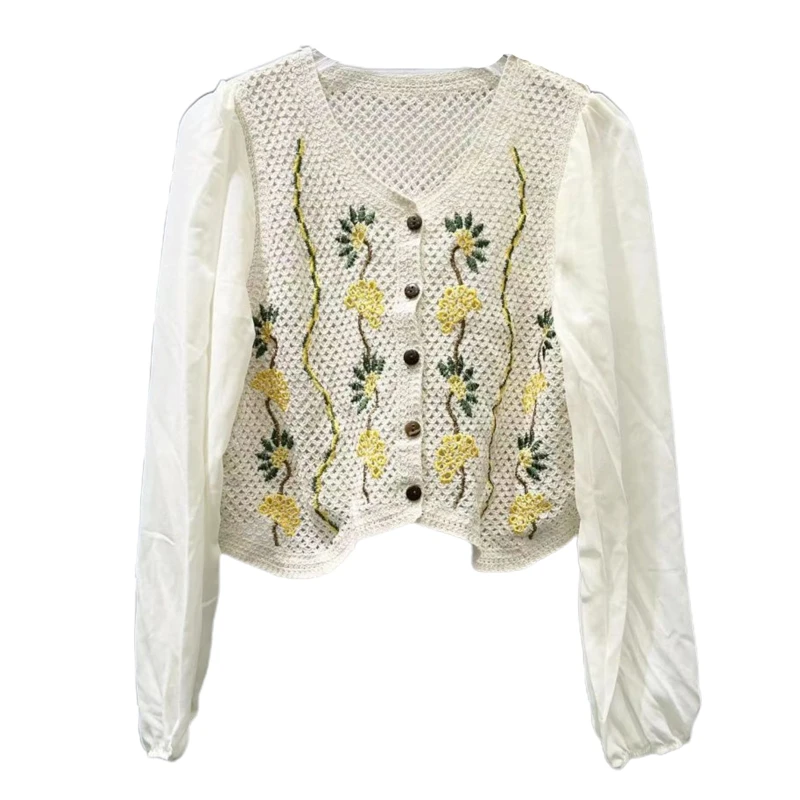 

Women Chiffon Blouses Casual V Neck Floral Women Clothing Long Sleeve Shirts