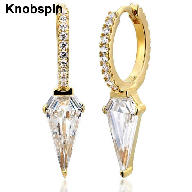 

Knobspin S925 Sterling Silver Earings V-Shaped Temperament Princess High Carbon Diamond Korean Earrings For Women Fine Jewelry
