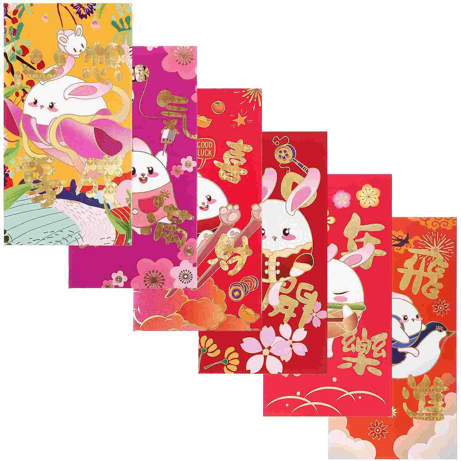 

Красные конверты, пакеты для денег, Китайский кролик, карманный конверт на удачу, традиционный зодиак, новый праздник, весна, Фортуна Hongbao