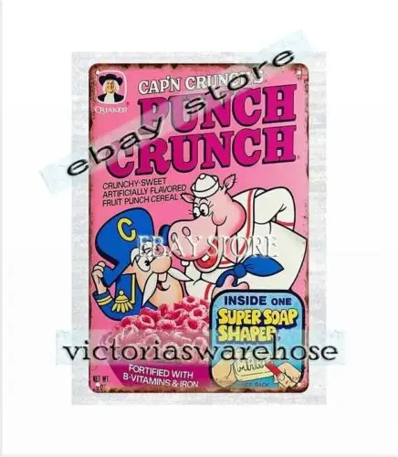 1p 1976 CAP&ampN CRUNCH Punch крупа металлическая жестяная вывеска домашняя кухня настенное