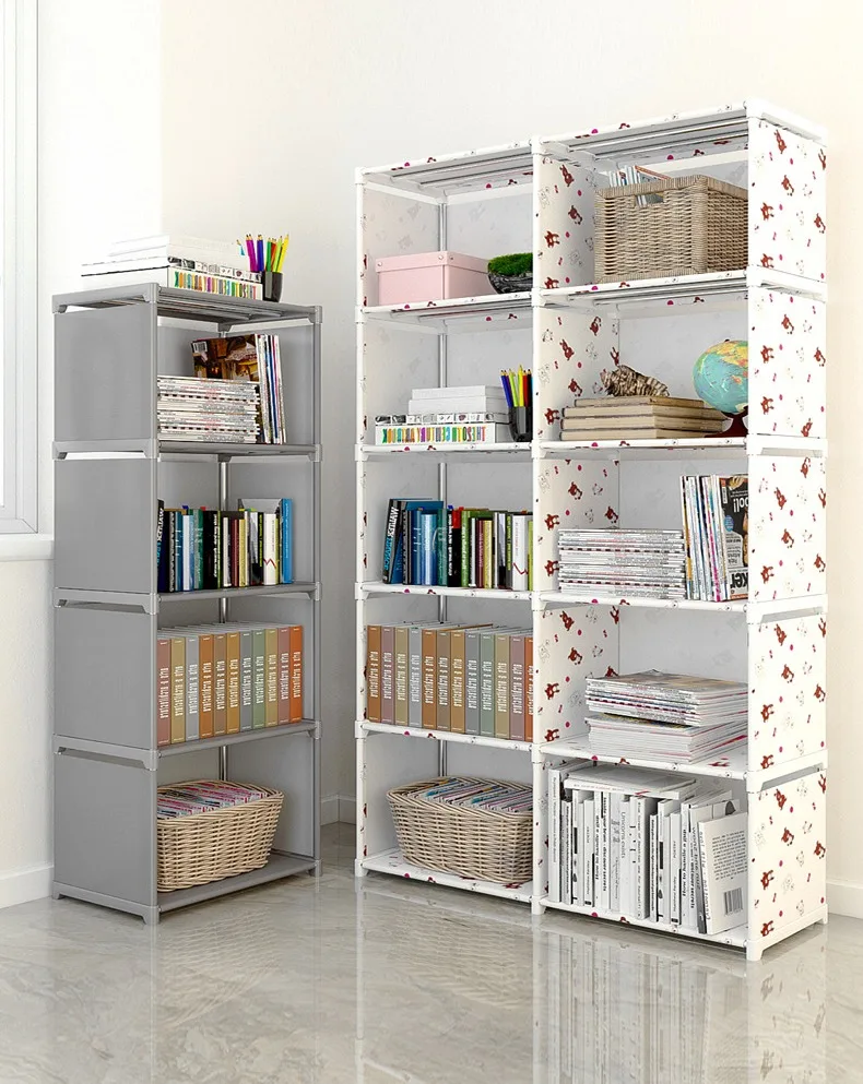 Простой современный студенческий книжный шкаф полка для хранения из нетканого