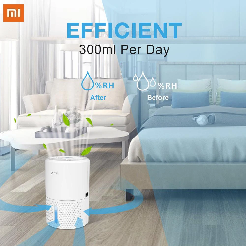 

Xiaomi Dehumidifier Dehumidifier Air Dryer With 900ml Water Tank Silent Air Dehumidifier For Home Basement Bathroom Wardrobe