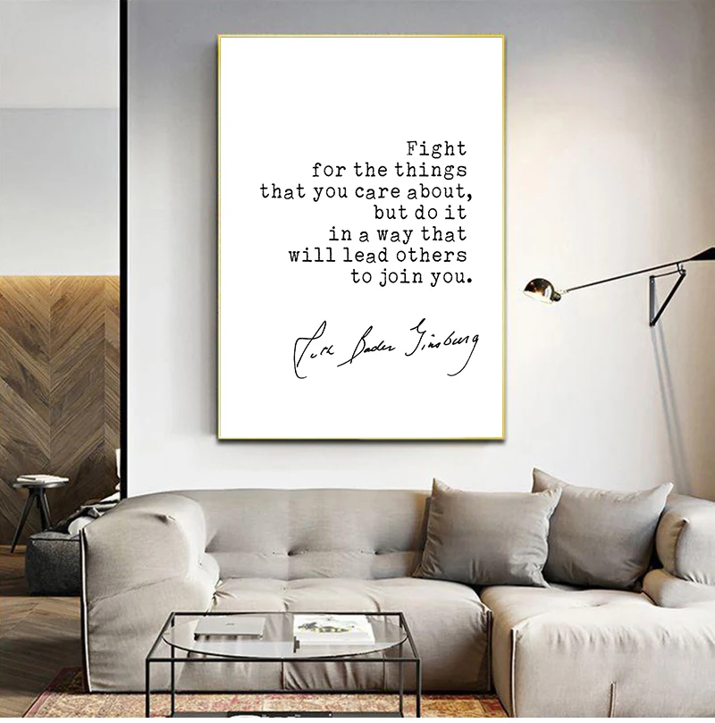 

Minimalist Art Print Fight for The Things You Care About Office Home Decor Wall Art Ruth Bader Ginsburg Quote Wall Art