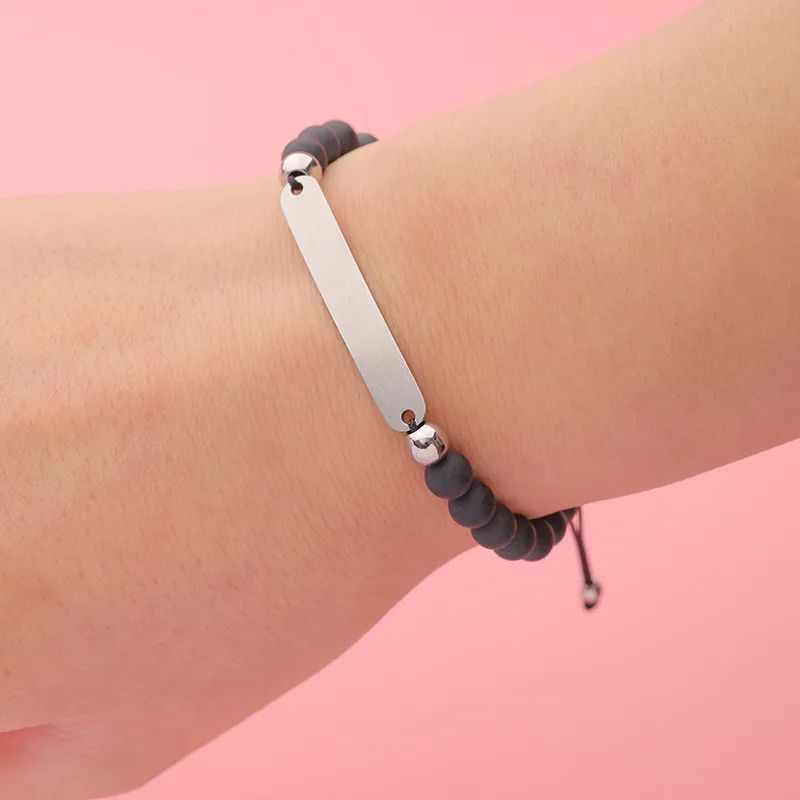 

Stainless Steel Bar Bracelets Beaded Bracelets Adjustable Customed Bracelet Jewelry Couple Gifts Wholesale 5pcs