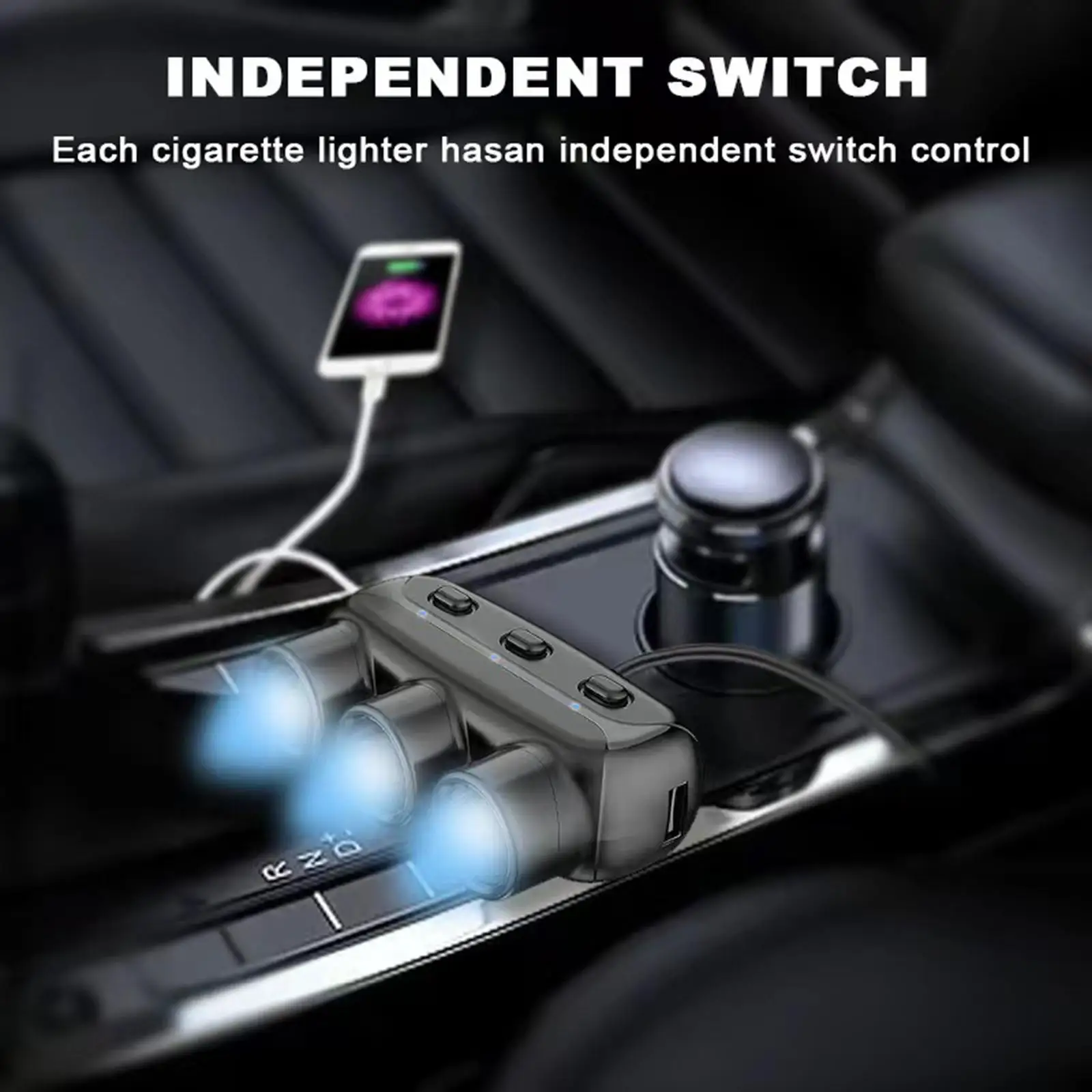 

5-Port Charger Adapter 3 Sockets 5V 3.1A Fast Charge Multifunction Adapter 3 Individual Switches Car Charger for Truck RV Car