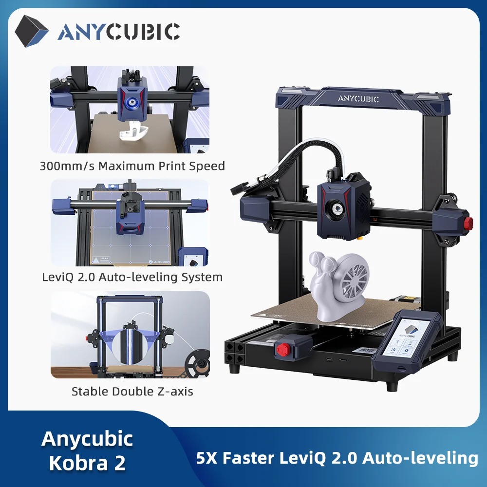 

3D принтер Anycubic Kobra 2 FDM LeviQ 2,0, автоматическое выравнивание, умный Z-образный офсет, 250 мм/с, максимальная скорость печати 5 раз, быстрая печать, принтеры