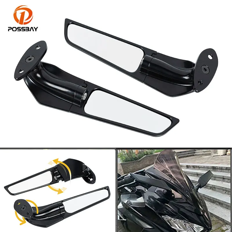 2PCS Motorcycle Mirrors Modified Wind Wing Adjustable Rotating Rearview Mirror For YAMAHA R6 1999-2016 2015 2014 2013 2012 2011