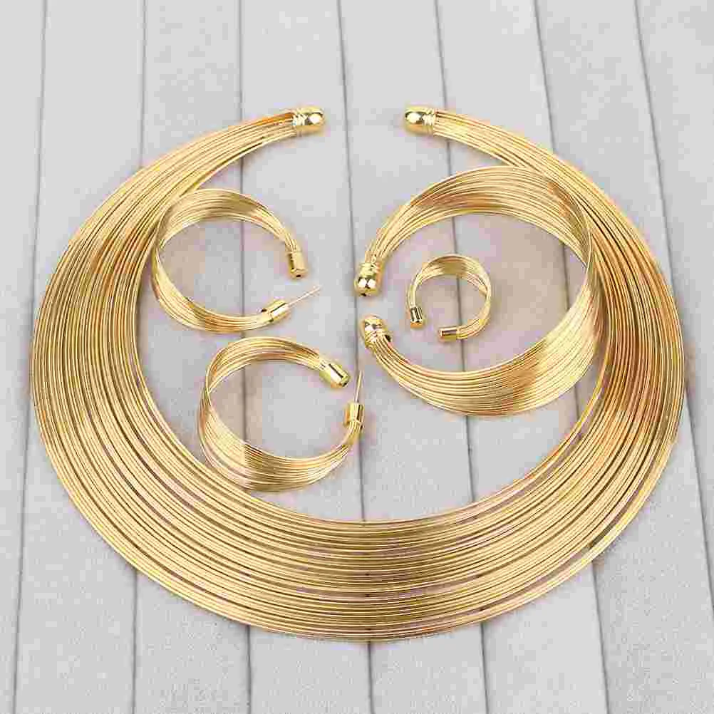 

Jewelry African Suit Women Choker Egyptian Gold Necklace Bridal Set Earrings Collars Multiple Necklaces Strands Ethnic Africa