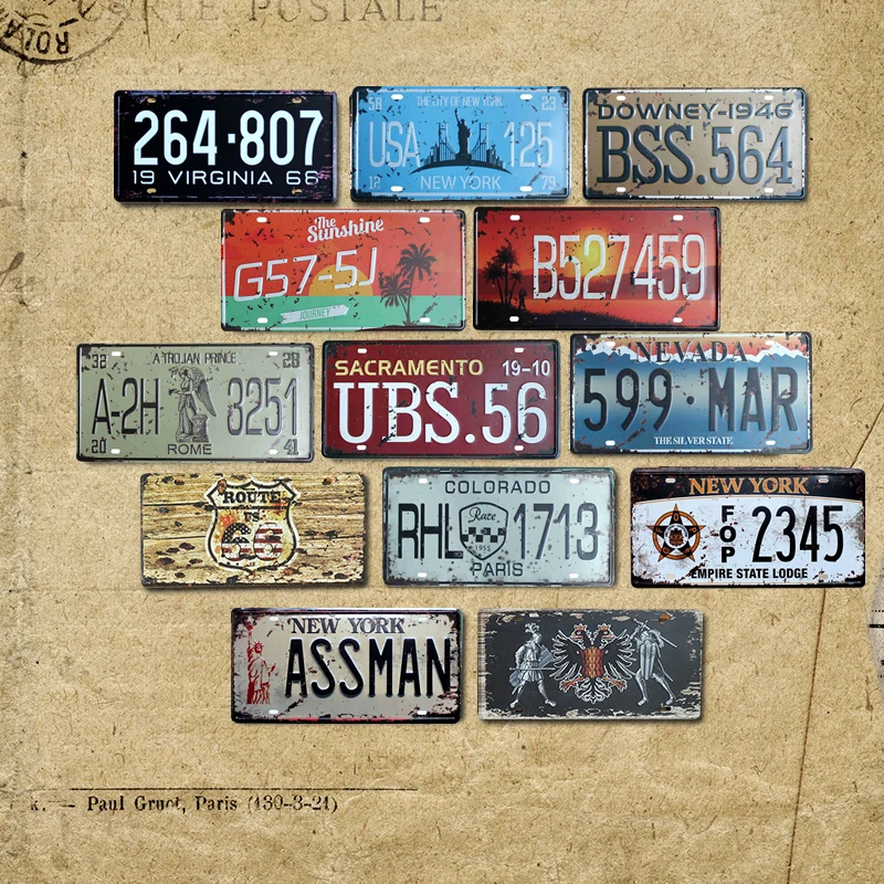 

California Vintage Metal Tin Sign USA Car Number License Plate Shabby Chic Plaque Wall Poster Bar Cafe Garage Home Decor A917