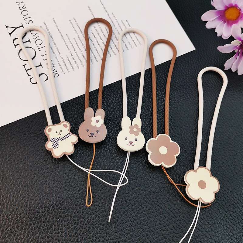 

Mobile Phone Lanyard Short Pendant Wrist Strap Strong Shell Sling Anti-lost Lanyard Cartoon Liquid Silicone Bear Girl Decoration