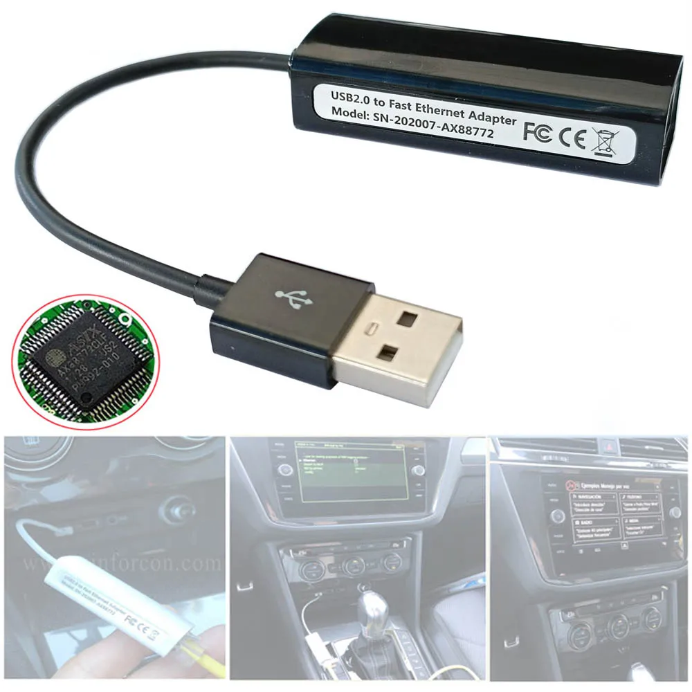 

AX88772 USB-RJ45 DLink DUB E100 Ethernet-адаптер для Volkswagen VW Tiguan Passat Golf MIB2 к кабелю обновления вспышки медиасистемы