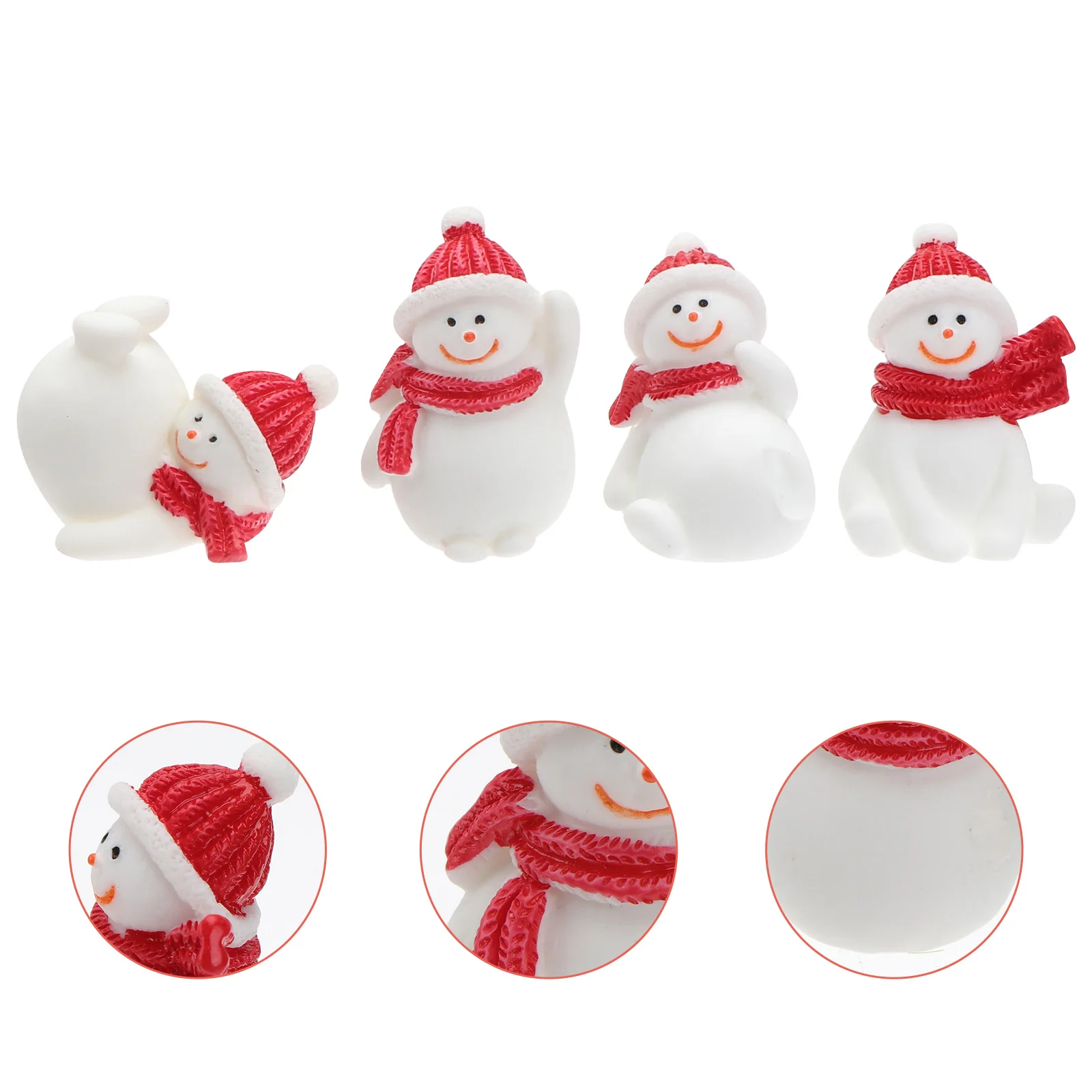 4 шт. фигурки снеговика миниатюрный пейзажный аксессуар смола декор настольные